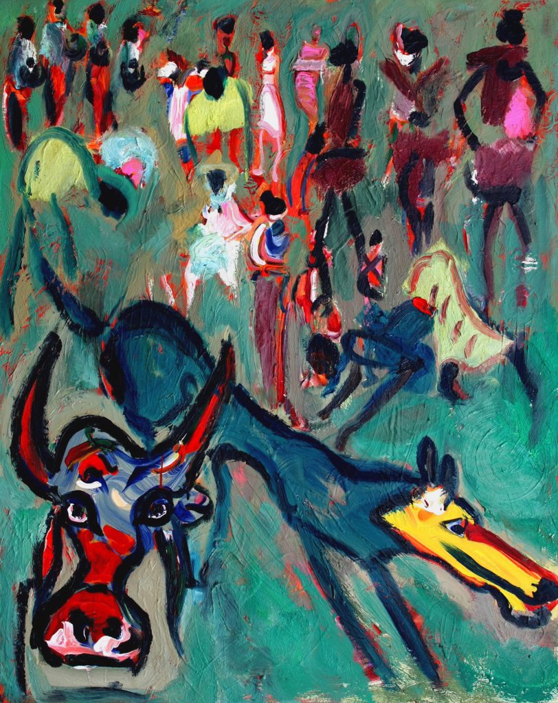 Torsten Schlüter, Tanzplatz, 2014, Öl auf Leinwand, 100x80cm