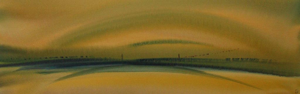 Torsten Schlüter, "Zwischenstop", 2016, Aquarell, 20x65cm