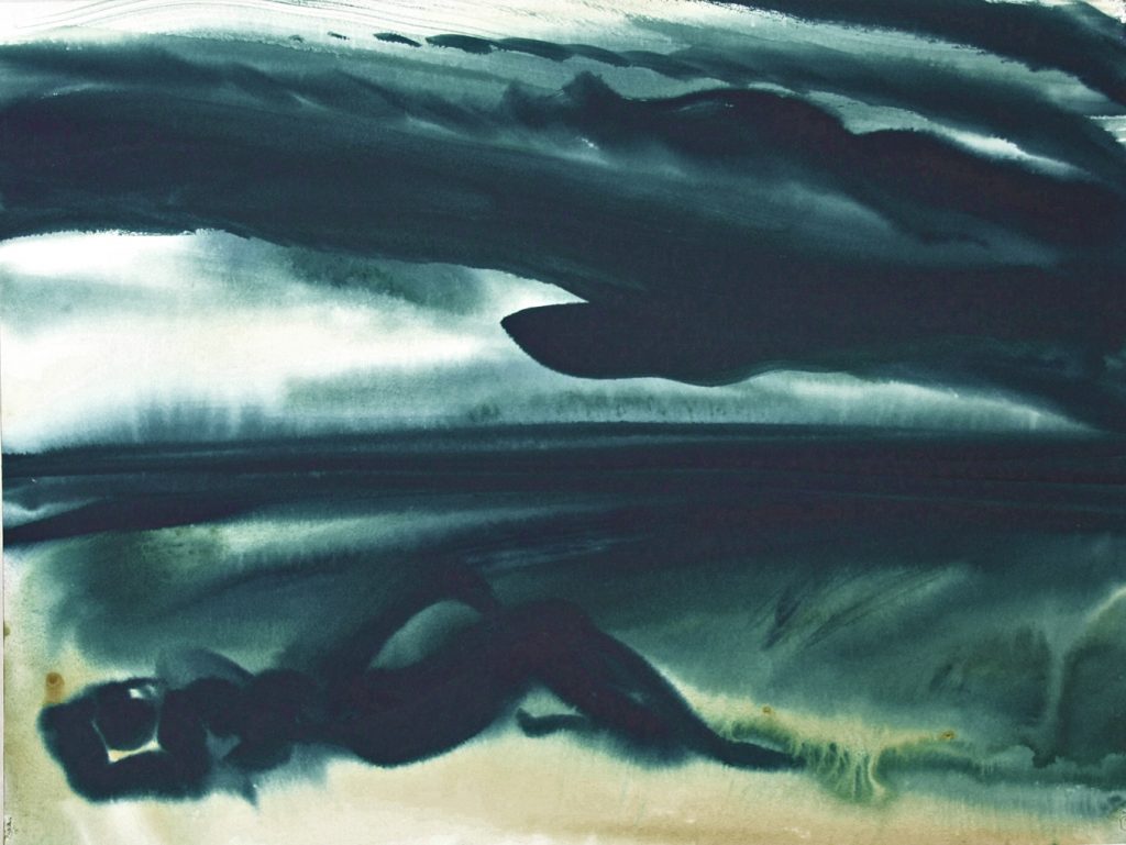 Torsten Schlüter, "Unterm Dach", 2016, Aquarell, 50x65cm