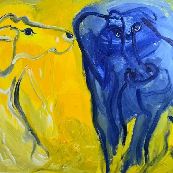 Mutter, Kind und Katze, 2020, Acryl auf Malgrund, 100x120cm Mutter, Kind und Katze, 2020, Acryl auf Malgrund, 100x120cm